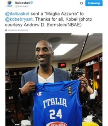 Una maglia azzurra per Kobe: "Sempre a disposizione di Messina"
