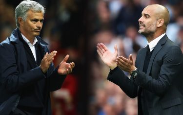 FILE PHOTO - (EDITORS NOTE: COMPOSITE OF TWO IMAGES - Image numbers (L) 592215668 and 596883044) In this composite image a comparision has been made between Manchester United manager Jose Mourinho (L) and Josep Guardiola, Manager of Manchester City.  Josep Guardiola brings his Manchester City team to Old Trafford to face Jose Mourinho's Manchester United in their first Manchester derby in the Premier League on September 10, 2016.   ***LEFT IMAGE*** MANCHESTER, ENGLAND - AUGUST 19: Jose Mourinho, Manager of Manchester United celebrates after the Premier League match between Manchester United and Southampton at Old Trafford on August 19, 2016 in Manchester, England. (Photo by Michael Steele/Getty Images) ***RIGHT IMAGE*** MANCHESTER, ENGLAND - AUGUST 28: Josep Guardiola, Manager of Manchester City encourages his players during the Premier League match between Manchester City and West Ham United at Etihad Stadium on August 28, 2016 in Manchester, England. (Photo by Chris Brunskill/Getty Images)