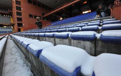 Gelo e neve sugli spalti, Sampdoria-Genoa a rischio