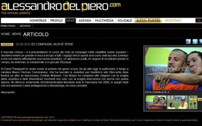 Juve, nostalgia Del Piero: sul web saluta gli ex compagni