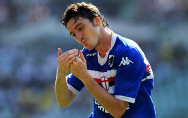 TURIN, ITALY - SEPTEMBER 12:  Nicola Pozzi of UC Sampdoria celebrates after scoring the opening goal during the Serie A match between Juventus FC and UC Sampdoria at Olimpico Stadium on September 12, 2010 in Turin, Italy.  (Photo by Valerio Pennicino/Getty Images) *** Local Caption *** Nicola Pozzi