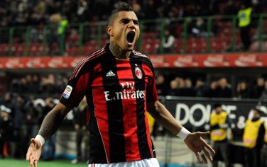 MILAN, ITALY - DECEMBER 04:  Kevin Prince Boateng of AC Milan celebrates scoring the first goal during the Serie A match between Milan and Brescia at Stadio Giuseppe Meazza on December 4, 2010 in Milan, Italy.  (Photo by Claudio Villa/Getty Images) *** Local Caption *** Kevin Prince Boateng