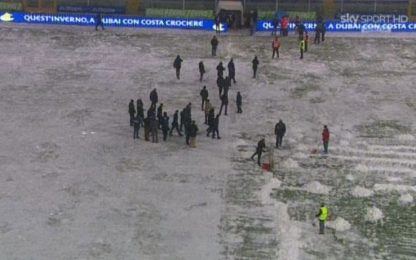 Neve su Marassi, non si gioca il derby Samp-Genoa