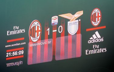 MILAN, ITALY - FEBRUARY 01:  The scoreboard displays an incorrect score during the Serie A match between AC Milan and SS Lazio at Stadio Giuseppe Meazza on February 1, 2011 in Milan, Italy.  (Photo by Claudio Villa/Getty Images)