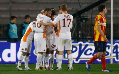 Roma, sfatato il tabù degli ultimi 30': Lecce battuto 2-1
