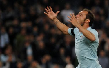 Lazio's midfielder Cristian Brocchi reacts during their Serie A football match against Juventus at Olympic stadium in Rome on May 2, 2011. AFP PHOTO / TIZIANA FABI (Photo credit should read TIZIANA FABI/AFP/Getty Images)