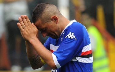 GENOA, ITALY - MAY 15:  Angelo Palombo of Sampdoria shows his dejection after losing the Serie A match between UC Sampdoria and US Citta di Palermo at Stadio Luigi Ferraris on May 15, 2011 in Genoa, Italy.  (Photo by Tullio M. Puglia/Getty Images)