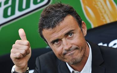 AS Roma's Spanish coach, Luis Enrique, gestures before the match against Cagliari for their Italian Serie A football match on September 11, 2011 at Rome's Olympic stadium. AFP PHOTO / ANDREAS SOLARO (Photo credit should read ANDREAS SOLARO/AFP/Getty Images)