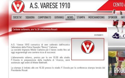 Serie B, Sassuolo fatale a Carbone: il Varese lo esonera