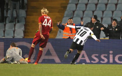 La Roma non sfonda, Di Natale rimanda l'Udinese in vetta