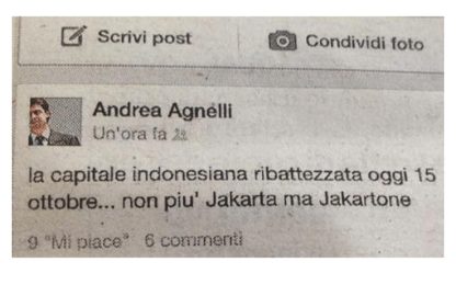 Agnelli fa l'ironico: "La capitale indonesiana? Jakartone"