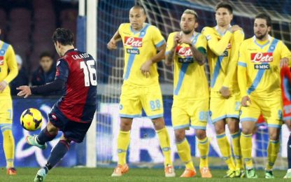 Decide il gol dell'ex, Calaiò frena il Napoli: 1-1 col Genoa