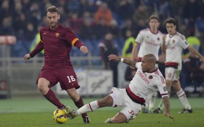 Il Milan resiste in dieci, 0-0 con la Roma all'Olimpico