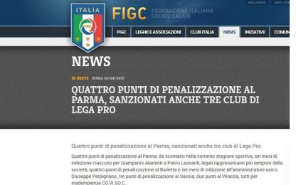 Lega Pro, nuove penalità: Barletta -4, Savoia -3, Venezia -2