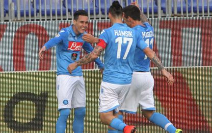 Napoli, super settimana: 3-0 al Cagliari e 2° posto a -5