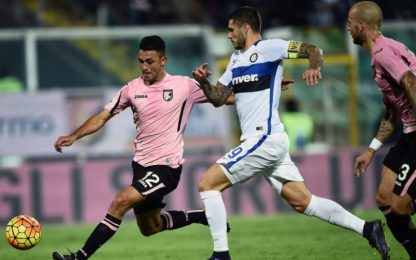 Gilardino risponde a Perisic, Inter: pari anche a Palermo