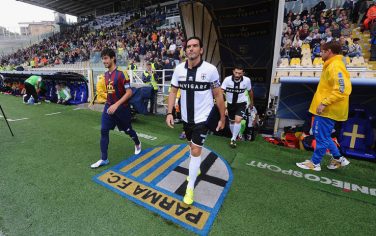 PARMA, ITALY - SEPTEMBER 13: Alessandro Lucarelli leads the Parma Calcio 1913 during the Serie D match between Parma Calcio 1913 and Villafranca Veronese at Stadio Ennio Tardini on September 13, 2015 in Parma, Italy.  (Photo by Roberto Serra/Iguana Press/Getty Images)