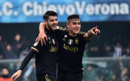 Juve strepitosa, Chievo demolito: doppio Morata e 4-0 al Bentegodi