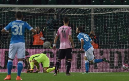 Il Napoli risponde alla Juve: Higuain su rigore, Palermo ko