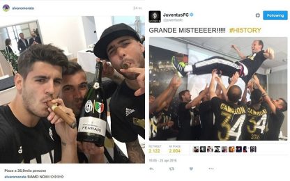 Selfie, sigari e champagne: la festa Juve esplode sui social