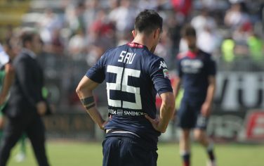 CAGLIARI, ITALY - MAY 17: the disappointment of marco sau of Cagliari during the Serie A match between Cagliari Calcio and US Citta di Palermo at Stadio Sant'Elia on May 17, 2015 in Cagliari, Italy.  (Photo by Enrico Locci/Getty Images)