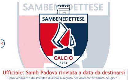 Terremoto, non si gioca Sambenedettese-Padova