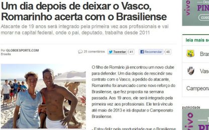 In nome del padre, Romarinho litiga col Vasco. Va a Brasilia