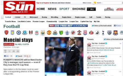 Splende il "Sun" su Mancini: il City vuole confermarlo