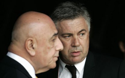 Ancelotti: "Mercoledì la risposta". Galliani: "Torna al 50%"