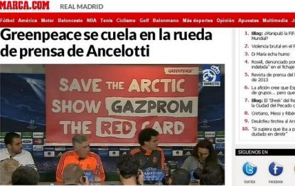 Real Madrid, Greenpeace protesta: "Salvate l'Artico"