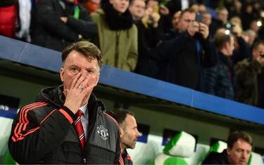 Manchester United's Dutch manager Louis van Gaal is pictured during the UEFA Champions League Group B second-leg football match VfL Wolfsburg vs Manchester United in Wolfsburg, central Germany, on December 8, 2015. AFP PHOTO / JOHN MACDOUGALL / AFP / JOHN MACDOUGALL        (Photo credit should read JOHN MACDOUGALL/AFP/Getty Images)