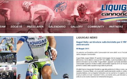 "Auguri Italia", la Liquigas ricorda i 150 anni sulla bici