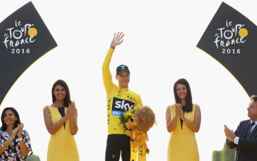PARIS, FRANCE - JULY 24:  Chris Froome of Great Britain and Team Sky celebrates winning the 2016 Le Tour de France following stage twenty one of the 2016 Le Tour de France, from Chantilly to Paris Champs-Elysees on July 24, 2016 in Paris, France.  (Photo by Michael Steele/Getty Images)