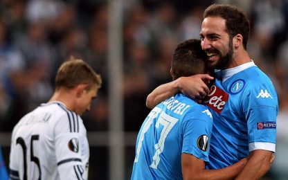 Mertens-Higuain, il Napoli espugna Varsavia: 2-0 al Legia