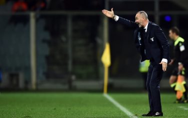 Lazio's coach from Italy Stefano Pioli  reacts during the italian Serie A football match Fiorentina vs Lazio at the Artemio Franchi Stadium in Florence on January 9, 2016.  / AFP / FILIPPO MONTEFORTE        (Photo credit should read FILIPPO MONTEFORTE/AFP/Getty Images)