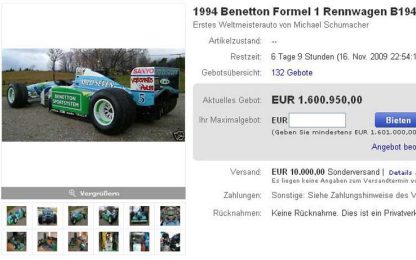 Su Ebay la Benetton con cui Schumi vinse il primo Mondiale
