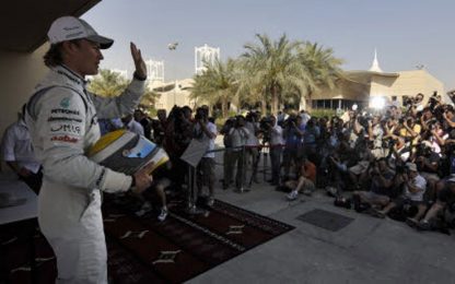 Gp Bahrain, Rosberg precede tutti nelle libere. Schumi terzo