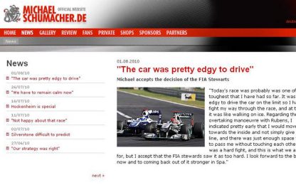 Schumacher si scusa con Barrichello: ''Manovra troppo dura''