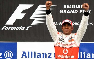 epa02305920 British Formula One driver Lewis Hamilton of McLaren Mercedes celebrates after winning the Formula One Grand Prix of Belgium at the Spa-Francorchamps race track near Spa, Belgium, 29 August 2010. Hamilton won in front of second placed Australian Mark Webber of Red Bull Racing and third placed Polish Robert Kubica of Renault F1 Team.  EPA/CHRISTOPHE KARABA