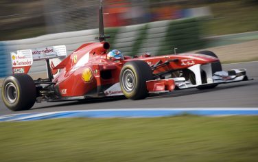 Ferrari team's Spanish Fernando Alonso drives during a training session at Jerez racetrack, on February 13, 2011. AFP PHOTO / JORGE GUERRERO. (Photo credit should read Jorge Guerrero/AFP/Getty Images)