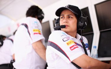 SAKHIR, BAHRAIN - APRIL 21:  Sauber F1 Chief Executive Monisha Kaltenborn is seen on the pitwall during qualifying for the Bahrain Formula One Grand Prix at the Bahrain International Circuit on April 21, 2012 in Sakhir, Bahrain.  (Photo by Mark Thompson/Getty Images)
