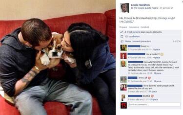 Hamilton al paddock con un amico: il cane Roscoe