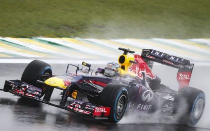 Vettel un fulmine sotto la pioggia: pole (anche) in Brasile