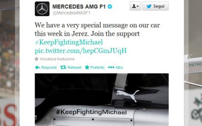 #KeepFightingMichael, la Mercedes lo scrive sulla monoposto