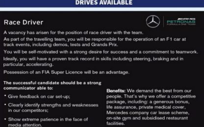 Vuoi diventare pilota Mercedes? Ecco l'annuncio