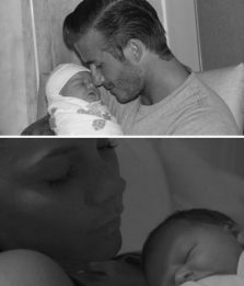 La piccola Harper Beckham fa la nanna col suo papà