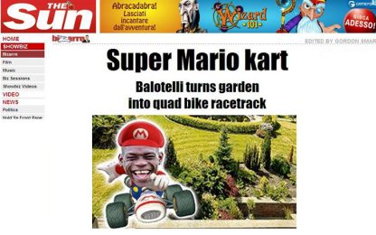 Balotelli con il quad in giardino: diventa SuperMarioKart