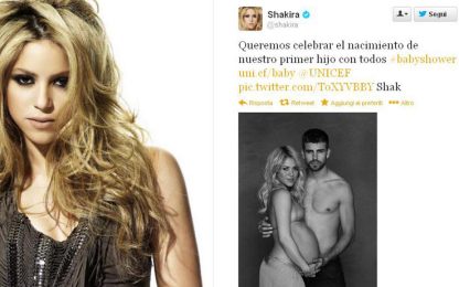 Shakira e Piqué, foto col pancione su Twitter