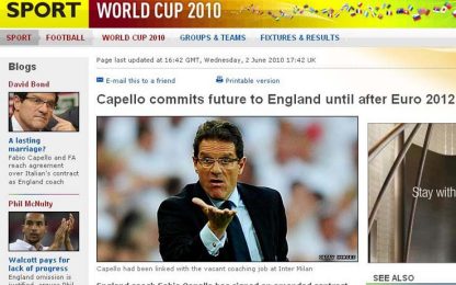 Capello allenerà l'Inghilterra fino agli Europei 2012