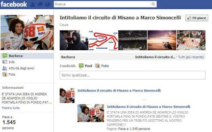 Sic, da Facebook: "Intitoliamo a Marco la pista di Misano"